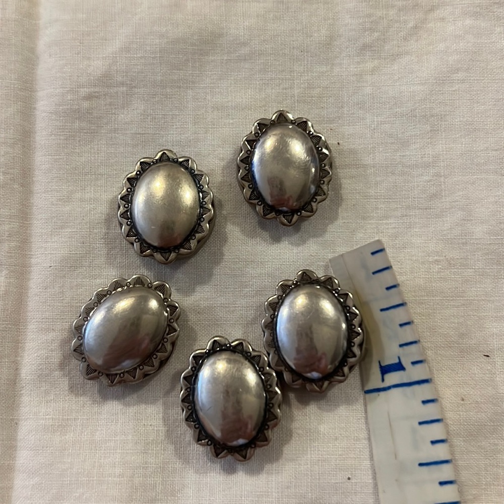 Set of 5 unmarked silver tone southwest concho button covers